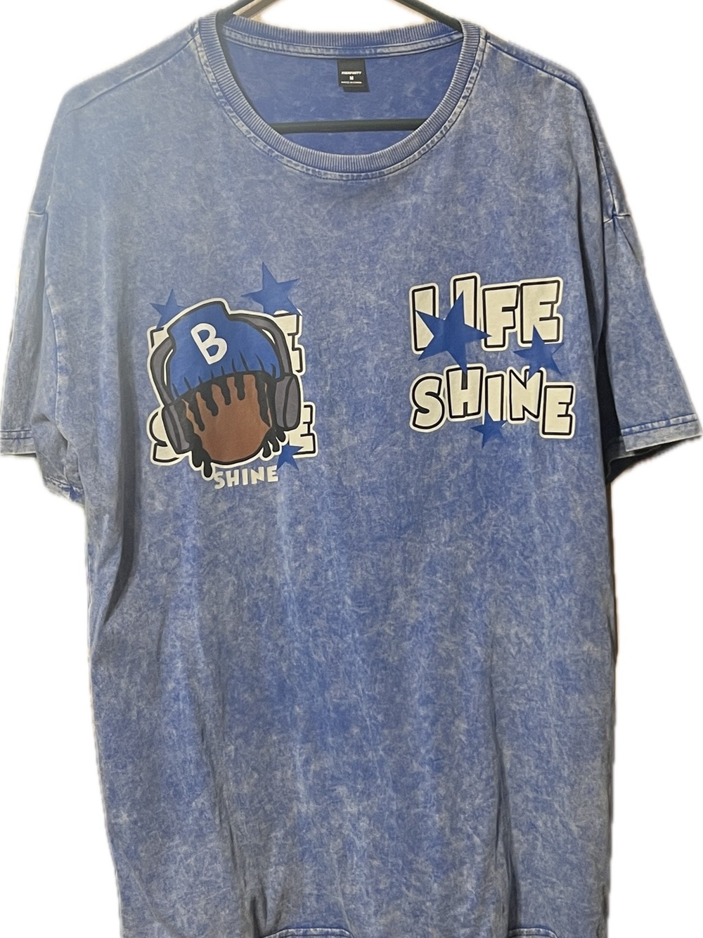 Manfinity Blue Graphic 'Life Shine' Short Sleeve Tee